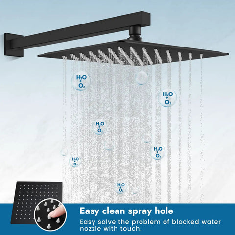 Matte Black Shower Faucet Set With 10 Inch Rainfall Shower Head, Wall Mounted Single Handle Valve System, Stainless Steel Head And Brass Rough-In, Modern Bathroom Upgrade For Superior Flow And Easy Cleaning displayed