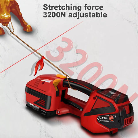 Hustle Ready Cordless Strapping Machine Auto Weld And Cut Handheld Bander with 3200N adjustable tension for tight seals.