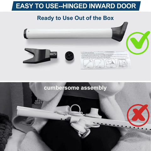 Rock Solid Door Security Bar Heavy Duty Stopper Jammer Adjustable Steel Braced Barricade components displayed for easy assembly.