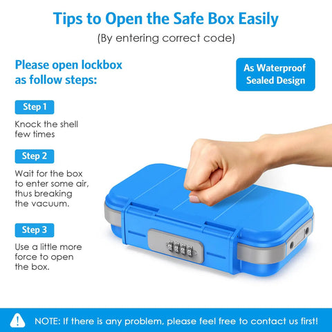 Hand opening Portable Safe Box With Combination Lock And Code Access Waterproof Anti Theft Travel Safe, blue design