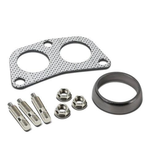 Heavy Duty 4 2 1 Header Exhaust Gasket Kit With Graphite Donut Ring And Aluminum Flange Featuring M10x125 Studs Nuts including gasket, studs, and nuts.