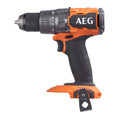Heavy Duty 18V Cordless Impact Drill Packs Killer 110Nm Torque And Dual Speed Gears With Two Rugged 4.0Ah Batteries Plus Bright Led Work Light For Serious Weekend Warriors side view of AEG impact drill with adjustable torque settings