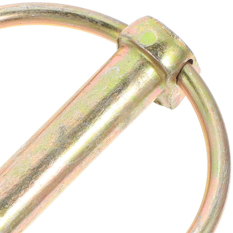Close-up of galvanized ring and pin from Heavy Duty Lynch Pin Kit With Rings for farm tractors, trailers, and mowers.