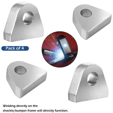 Heavy Duty Weld On Shackle Clevis Mounts 1 Inch Thick Steel Pack Of 4 With Beveled Base for vehicle bumper or frame mounts