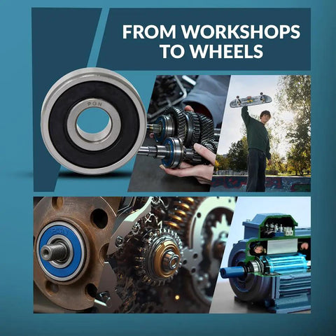 Collage showcasing 10 Pack 6008-2RS Lubricated Chrome Steel Sealed Ball Bearings 40x68x15mm in various workshops and applications.