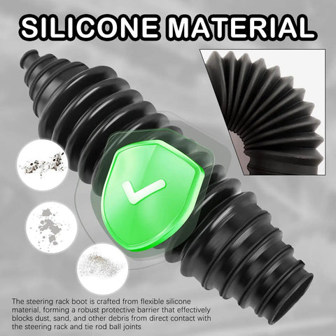 Trimmable Silicone Tie Rod Boot Kit With Clamps And Zip Ties For Universal Rack And Pinion Steering Protection, silicone material.