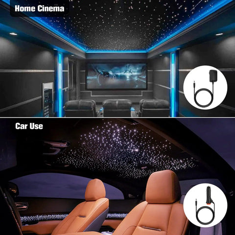 Meteor Twinkle 370 Piece Bluetooth RGBW Fiber Optic Headliner Light Kit for cars and home theaters creating starry effects