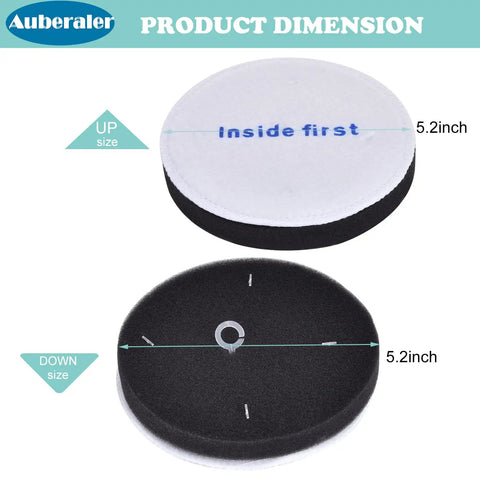 6 Pack E0202 PowerSpeed Foam Vacuum Filters Replacement For NEU Series Lightweight Bagless Vacuum Cleaners - product dimensions shown