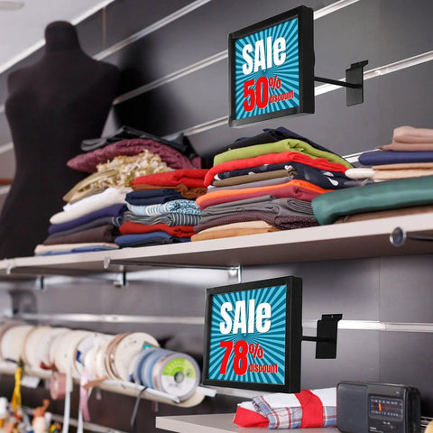 6 Pack Black Rectangular Faceout Sign Holders For Slatwall And Gridwall Displays 7W By 5.5H Durable Price Tag And Information Signage