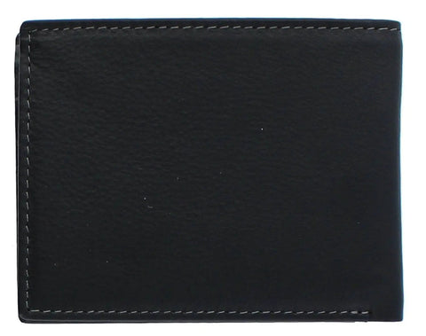 Men's Leather RFID Blocking Bifold Wallet For Everyday Carry And Daily Hustle, Premium Wellington Style In Black, exterior view