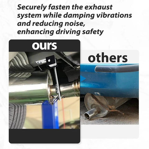 Comparison of secure mounting using Four Pack Universal Exhaust Hanger Kit With Three Eighths Inch Rods against loose exhaust setup.