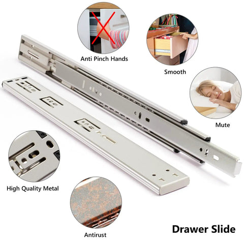 16 Inch Soft Close Drawer Slides With Ball Bearing Full Extension For Cabinets Heavy Duty 150Lb Per Pair Smooth Glide
