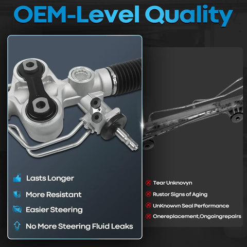 Chevrolet Silverado 1500 And GMC Sierra 1500 Hydraulic Power Steering Rack And Pinion For 2007 To 2013 Models With Outer Tie Rod Ends Left Hand Drive Replacement Ready To Install close-up showing durability features.
