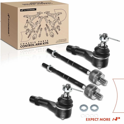 4 Piece Beefy Front Tie Rod End Kit With Inner And Outer Ends Fits Ford Explorer 1998 To 2001 Ranger 1998 To 2011 Mazda B2300 2001 To 2009 B2500 1998 To 2001 B3000 1998 To 2007 B4000 1998 To 2009 Mercury Mountaineer 1998 To 2001 Replacement, boxed parts