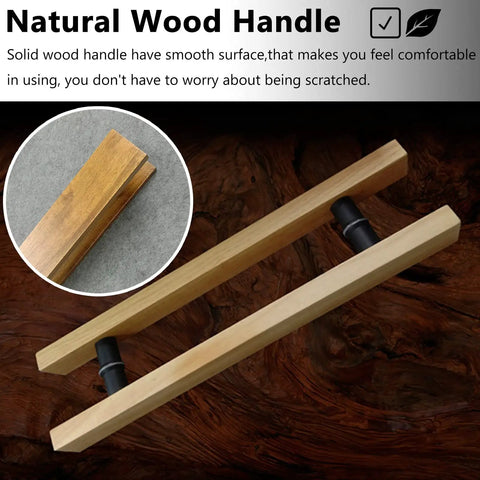 Dang Good Solid Wood Double Sided Door Handles With Sweet Long Threaded Mounting Bolts And Durable Waterproof Coating For Interior Bedroom Closet And Bathroom Sliding Doors, showing smooth natural wood finish and durable design.