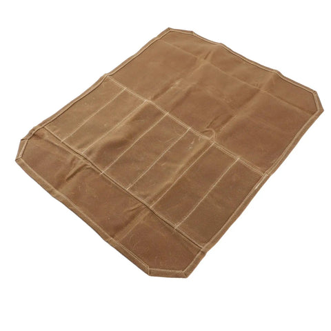 Khaki Waxed Canvas Go-To Chef Knife Roll Bag for Camping and Travel with Secure Slots, Water Resistant and Durable Material