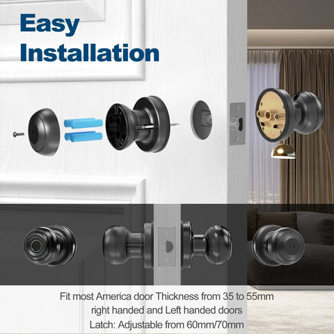 Keypad Door Knob Keyless Entry Lock For Home, Smart Door Lock With Backlit Keypad, Auto Lock installation details