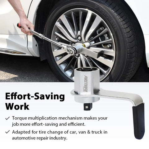 3.4 To 1 Compact Torque Multiplier For Auto Maintenance, Delivers Up To 600 Newton Meters Output, in use on car tire