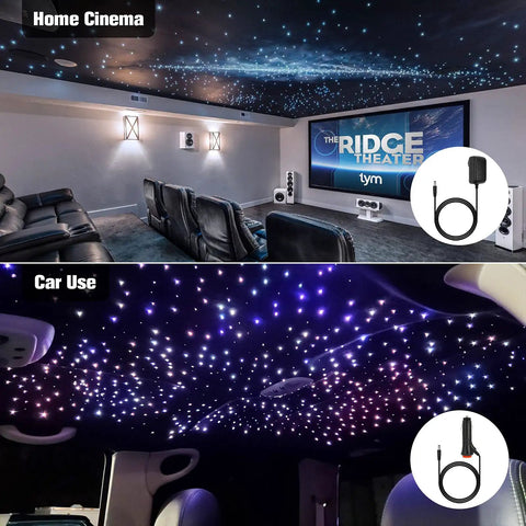 Dope Fiber Optic Star Headliner Kit For Cars With RGBW LED Lights 370 Pieces shows starry ceilings in home cinema and car
