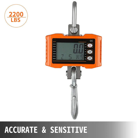Heavy Duty Digital Crane Scale Built Different With Rock Solid Aluminum Housing And Precision Led Display For Up To Two Thousand Lbs Daily Jobsite Tasks showing 2200 lbs capacity.