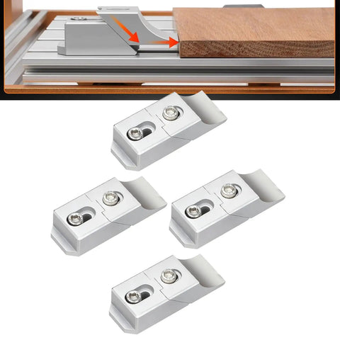 Ultra Compact Side Clamp Vise Set With 4 Pieces For Heavy Duty Machining And Low Profile Lateral Clamping On Small To Medium Work Pieces In Tight Spaces, showing four precision aluminum clamps.