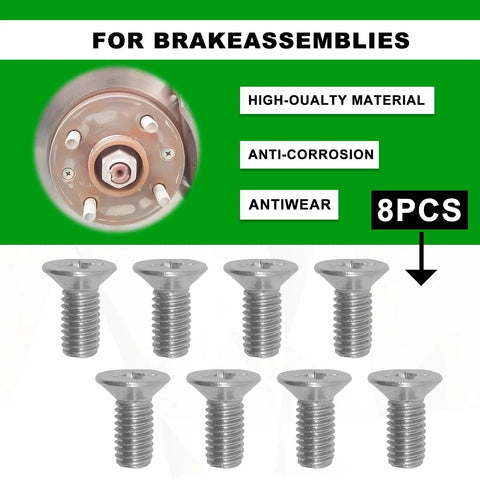 Hella Durable Stainless Steel Brake Disc Rotor Screws Heavy Duty Rust Proof Retaining Bolts Set For Front And Rear Honda Acura Hyundai Kia, 8 pieces.