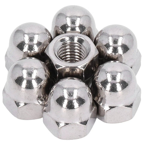 Fabater 50 Pcs A2 70 Stainless Steel Cap Nut Kit With Precise Threads For Auto Repair, Machining And Heavy Equipment Maintenance Installation Durable And Secure Fit Fastener Accessory, silver cap nut