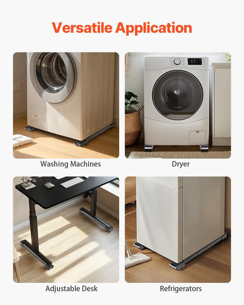 Heavy Duty Appliance Rollers With Extendable Base under washing machines, dryer, desk, and refrigerator