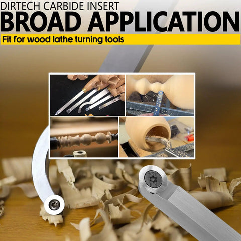 18mm Round Carbide Insert Blades For Wood Lathe Turning 10 Pcs 30 Degree Four Sided Design with layers of wood shavings and tools