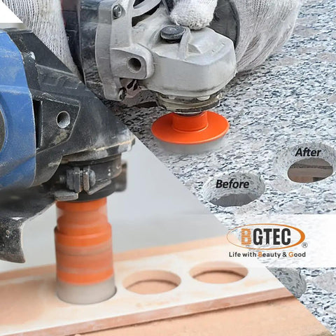 Diamond Hole Saw Set With 5/8-11 Thread For Porcelain Tile Ceramic Marble Granite Stone Masonry Brick Includes A Pro Grade Range Of Drill Diameters From 6 Mm To 35 Mm Plus A 35 Mm Diamond Beveling Chamfer Bit in use on tile