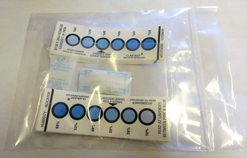 Reusable Humidity Indicator Cards Twenty Pack - Track Moisture Levels Straight Up - moisture tracking cards in a sealed plastic bag.