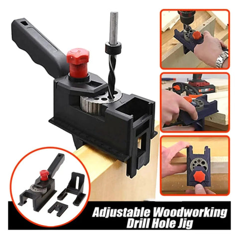 Heavy Duty Woodworking Drill Locator Kit With 38 Pieces For Precise Multi-Hole Punching In 2 To 12Mm Sizes For Easy DIY Projects And Professional Carving Tasks. Adjustable drill jig shows hole marking.