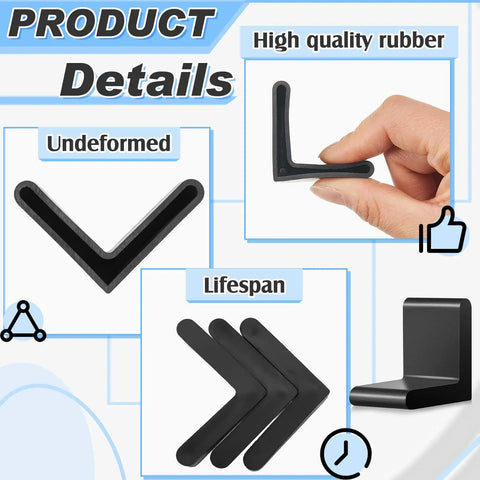 Give Your Floors A Sweet Makeover With These 8 Piece Rubber Bed Frame End Caps 1.5 Inch L Shape Angle Iron Covers Black Anti Slip Heavy Duty Furniture Leg Protectors For Metal Shelves Home Office detail image of rubber bed frame end caps showing quality and design features.