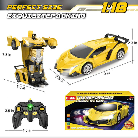 Transforming Remote Control Car For Kids 4 To 8, 2.4GHz RC Toy Car For Boys 4 To 7 in car and robot modes with remote