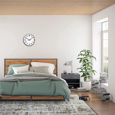 Bedroom with wall clock made from Six Piece Quartz Clock Mechanism Kit For DIY Clock Repair Battery Powered Wall Movements Includes Six Hands