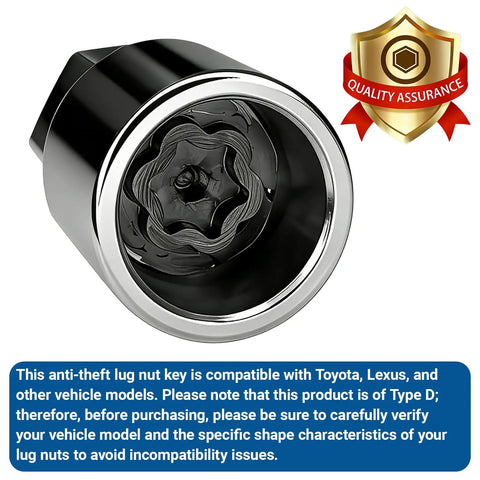 Heavy Duty D Wheel Locking Lug Nut Removal Tool Key Anti Theft Socket Replacement close-up view
