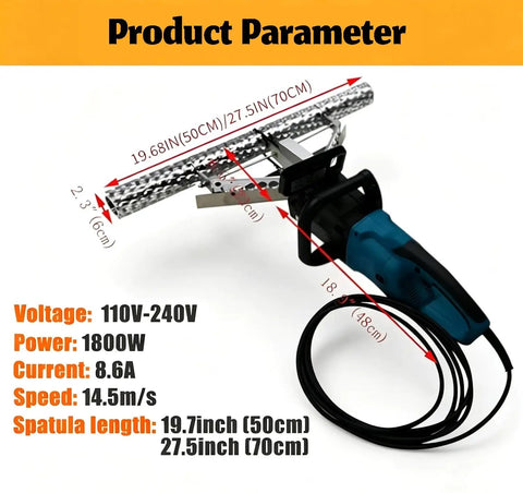 1800W Electric Foam Planer features adjustable spatula length of 19.7in to 27.5in for insulation trimming.