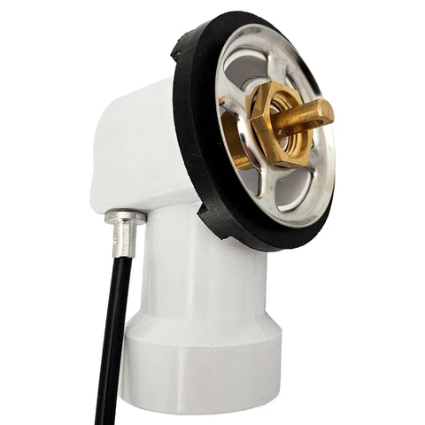 Heavy Duty Cable Driven Bath Waste Drain Assembly With Twenty Seven Long Cable And Solid Brass Handle Fits One Half Schedule Forty PVC Pipe featuring valve and strainer.