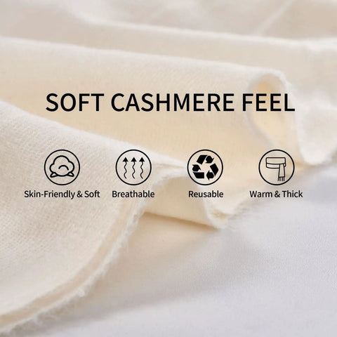 Soft texture of Black And White Piano Grid Winter Scarf Crafted From Plush Faux Cashmere With Extended Fringe Edges.