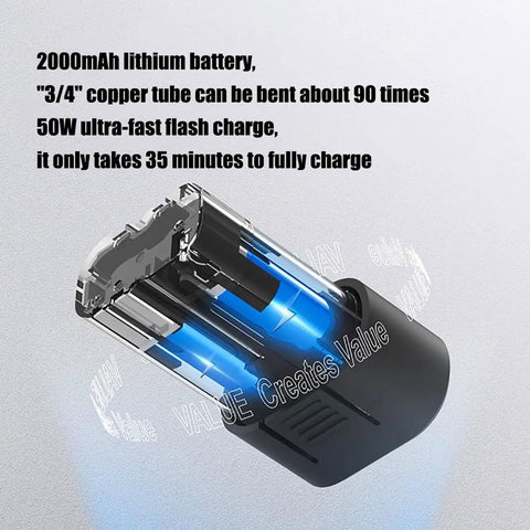VgtHK Mini Cordless Copper Tube Bender Machine Handheld Electric Pipe Bending Tool Kit Adjustable 0-90 Degree Bend battery detail