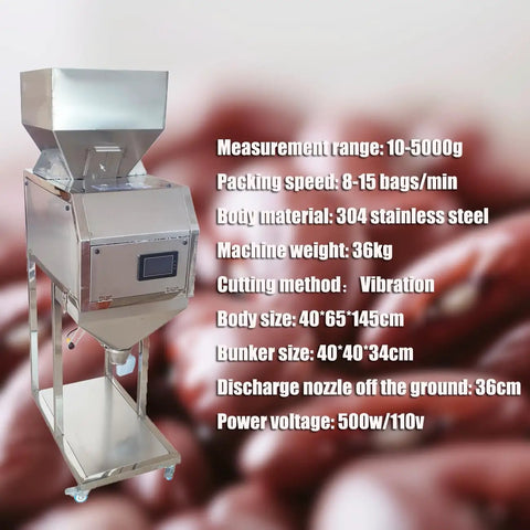 Rock Solid Automatic Filling Machine For Powders And Particles 10 To 5000G With Auto Vibration Hopper, 304 stainless steel, precise packing.