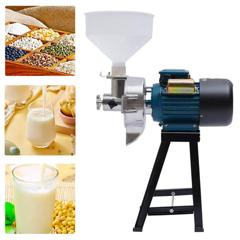 Heavy Duty 2200W 110V Wet Grain Mill Grinder With Funnel for Soy Milk, Corn, Rice, Coffee Beans, 1400 RPM, Durable Steel