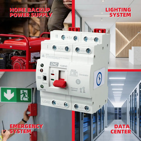 Two Pole 63A Automatic Transfer Switch For AC 220V Home UPS With Millisecond Level Auto And Manual Modes DIN Rail Mount Easy Install Rugged 2P 63A ATS For Uninterruptible Power Supply on DIN rail