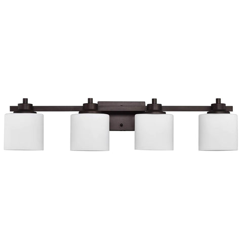 Solbi Contemporary 4 Light Oil Rubbed Bronze Bath Vanity Fixture 33 Inch Wide With Frosted Etched Glass Uplight And Downlight