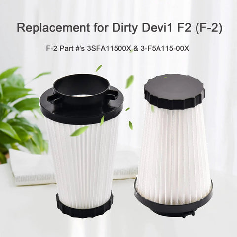 Dirt Devil F2 Vacuum Filter Replacement HEPA, Easy Fit 4 Pack with two upright filters, compatible with F2 Part Nos 3SFA11500X.