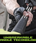Close-up of B.A.S.H 30 Inch Sledge Hammer With 12 Lb Drop Forged Head Pro Grade Unbreakable Steel Core Handle in use