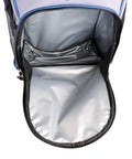 14 Way Divider Top Golf Cart Bag With Quiet Design, open cooler pocket view, navy grey interior with ample storage space