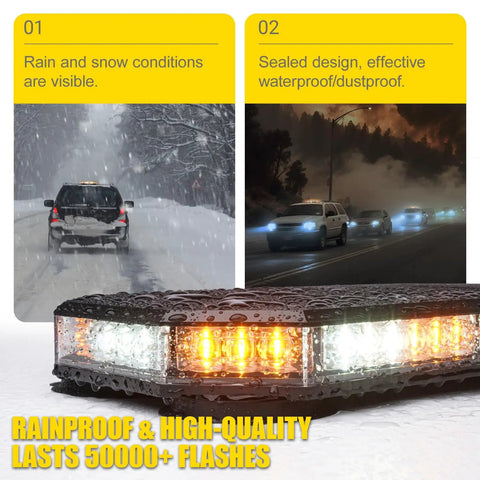 Slick 42 Led Roof Top Strobe Beacon Light Bar brings visibility in rain and snow with waterproof design for emergency use.