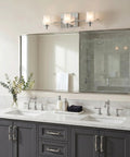 Kolt Modern Vanity Bath Lighting 3 Light LED Fixture In Polished Chrome 13.5 Watts Energy Efficient Vanity Light Above Double Sinks