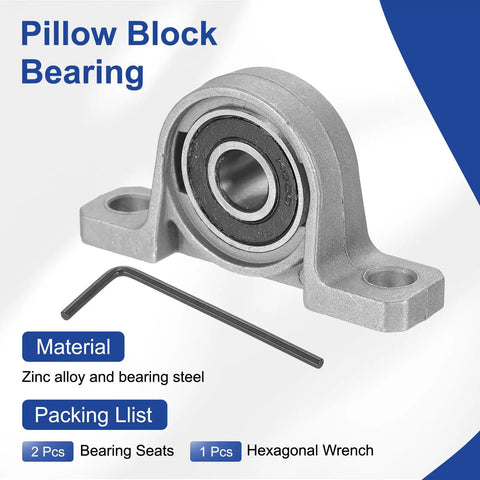 Rugged Workhorse Pillow Block Bearing Three Eighths Inch Bore Vertical Zinc Alloy Steel Mounted Flange Self Aligning Insert Bearing Housing Set Of 2 KP000, with hex key